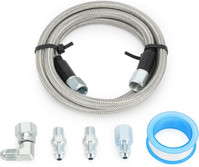 SJDYYMX 48 inch Stainless Braided Line 4AN Multi Size Remote Turbocharger Sensor Teflon Gauge Line Kit - Image 1